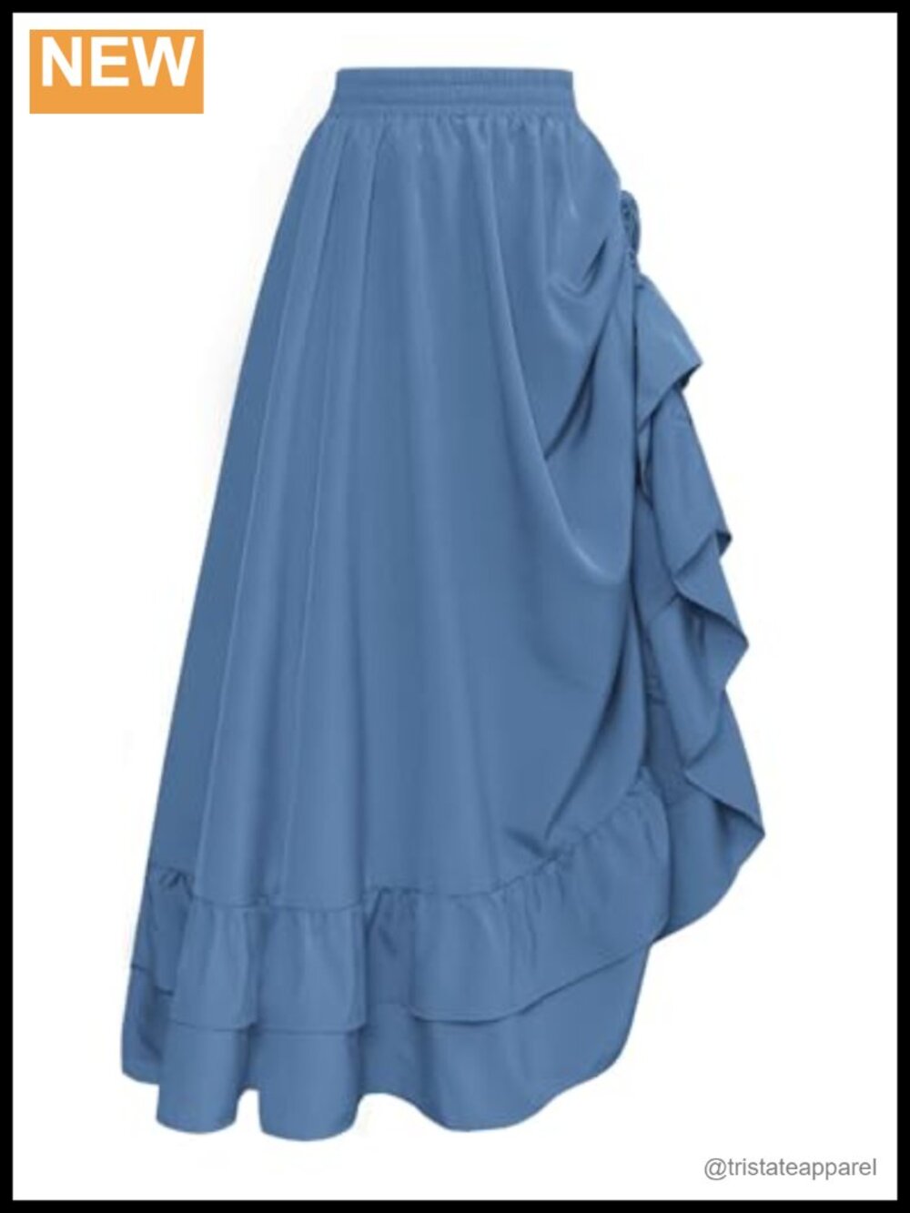 Renaissance Maxi Skirt Flowy Layered Medieval Skirt A-Line Elastic Waist